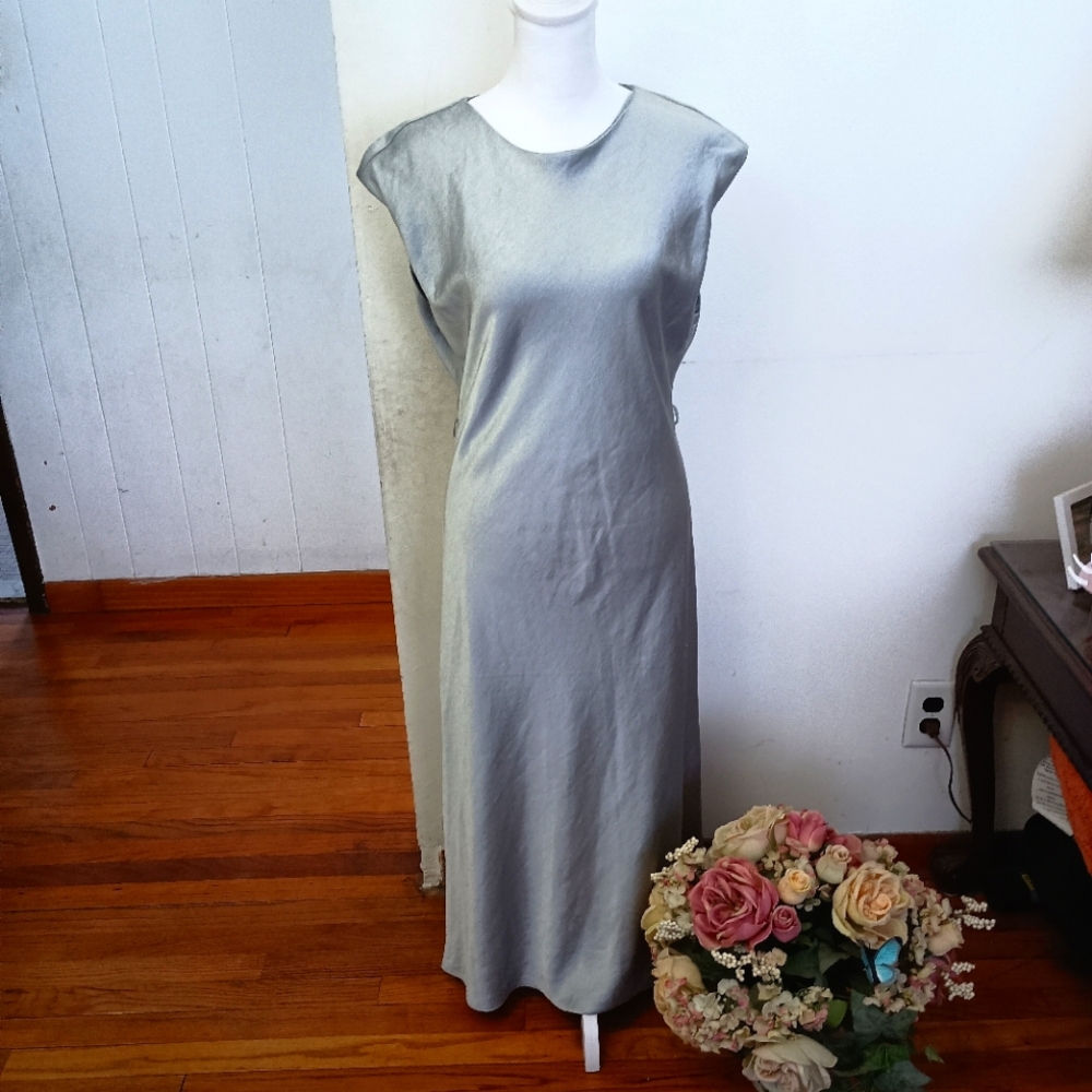 NWT Exclusive Collection MNG Mango Silver Floor Length Ladies Formal Dress Large